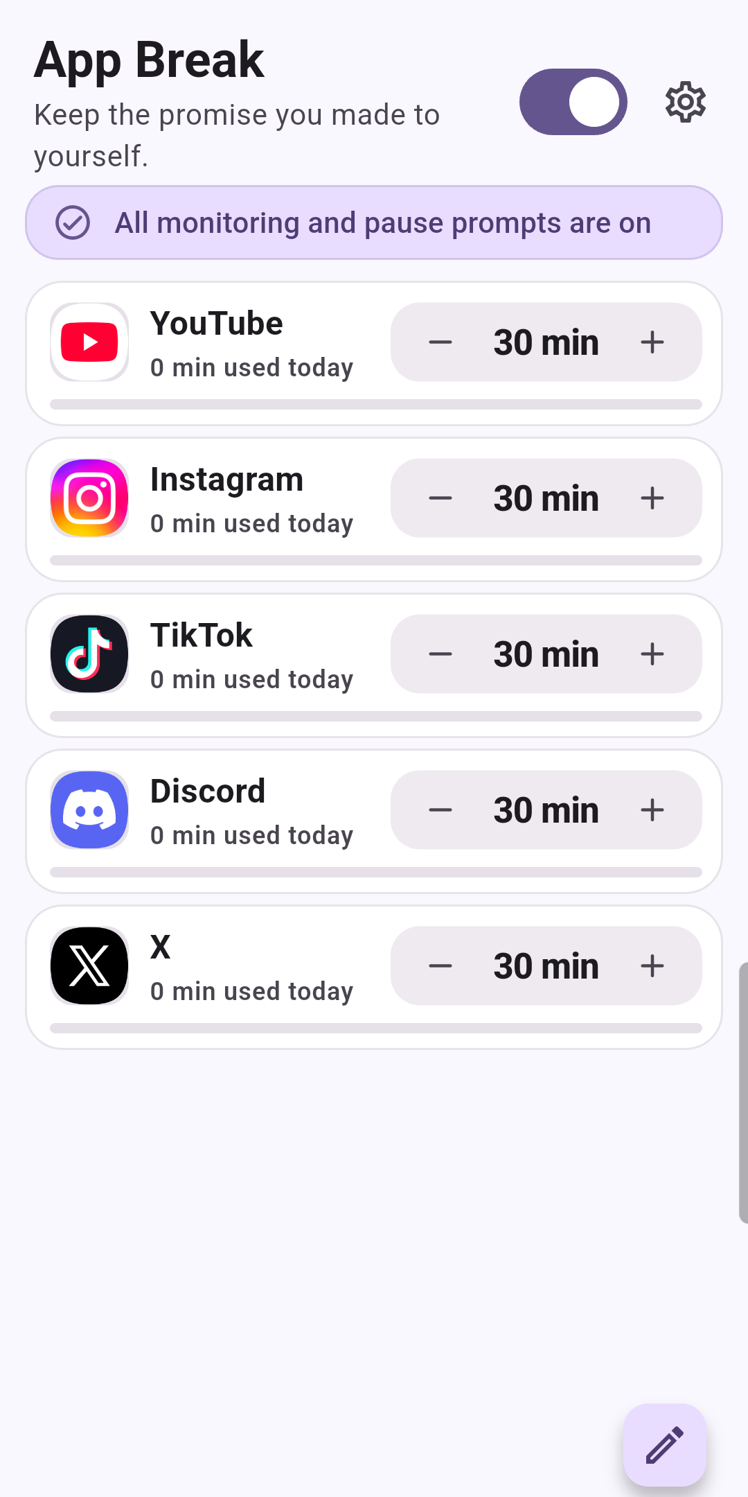 App Break app screen